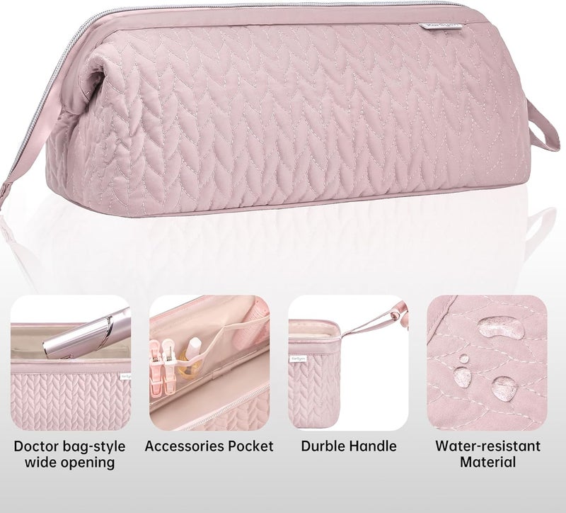 KarSyon Shark Flex Style Case for Dyson Airwrap Hair Dryer Brush Revlon Hair Tools Travel Bag Carrying Case Flat Curling Iron Organizer (Pink) - Image 5
